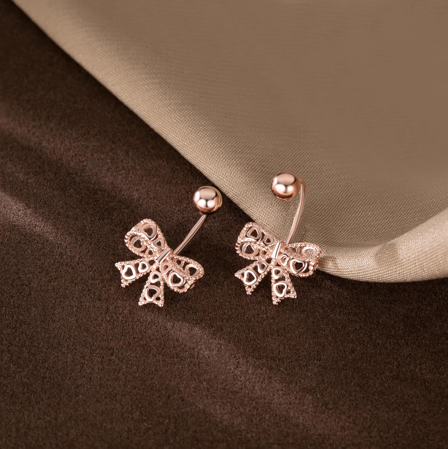 Reffeer Solid 925 Sterling Silver Bow Half Hoop Earrings Huggie for Women Teen Girls Bowknot Hoop Earrings Open Hoops