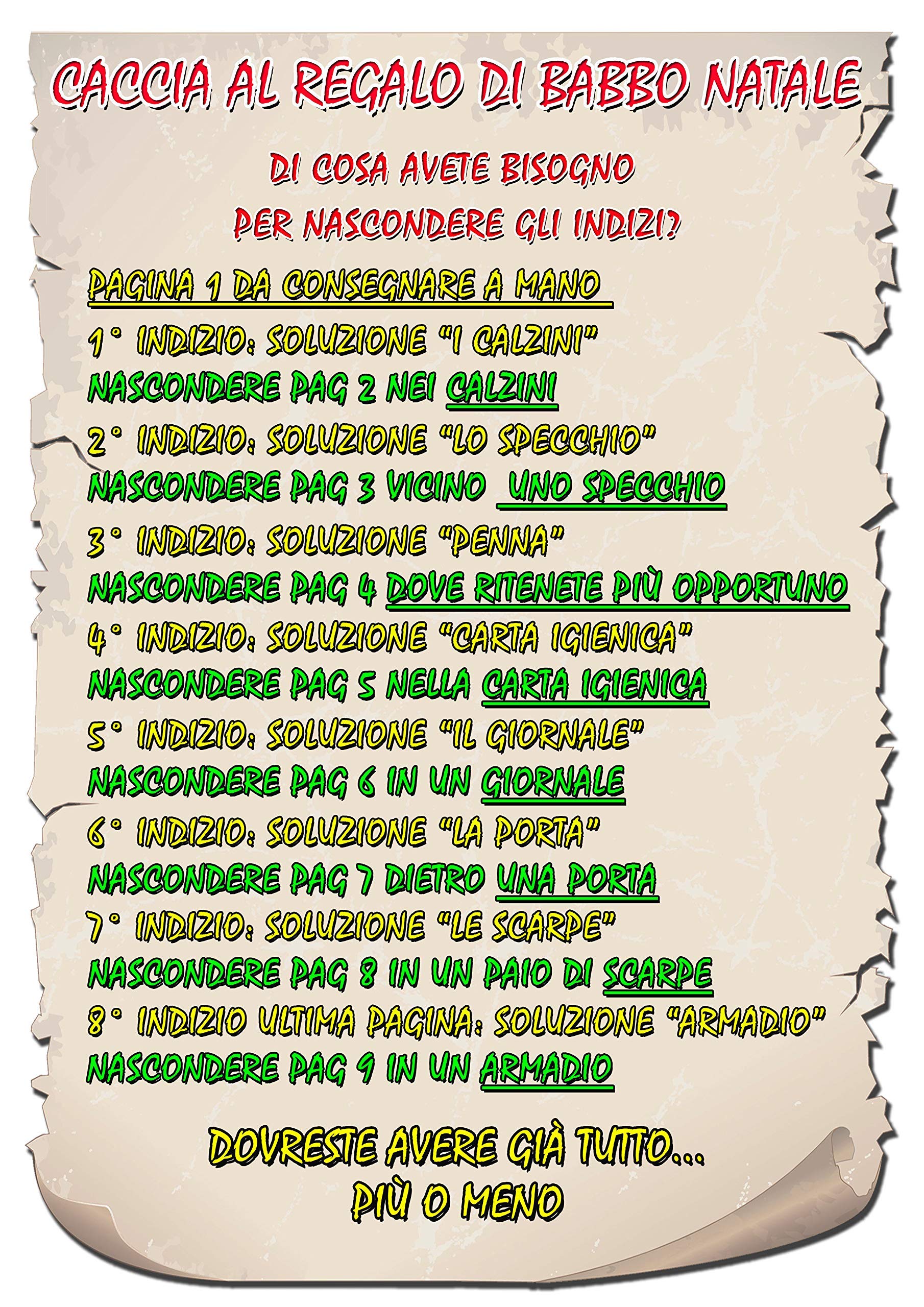 Caccia al tesoro natalizia in scatola per casa 8-12 anni - Giochi natalizi per bambini - Caccia al regalo di Babbo Natale - Caccia al tuo regalo di Natale - Giochi di natale per bambini