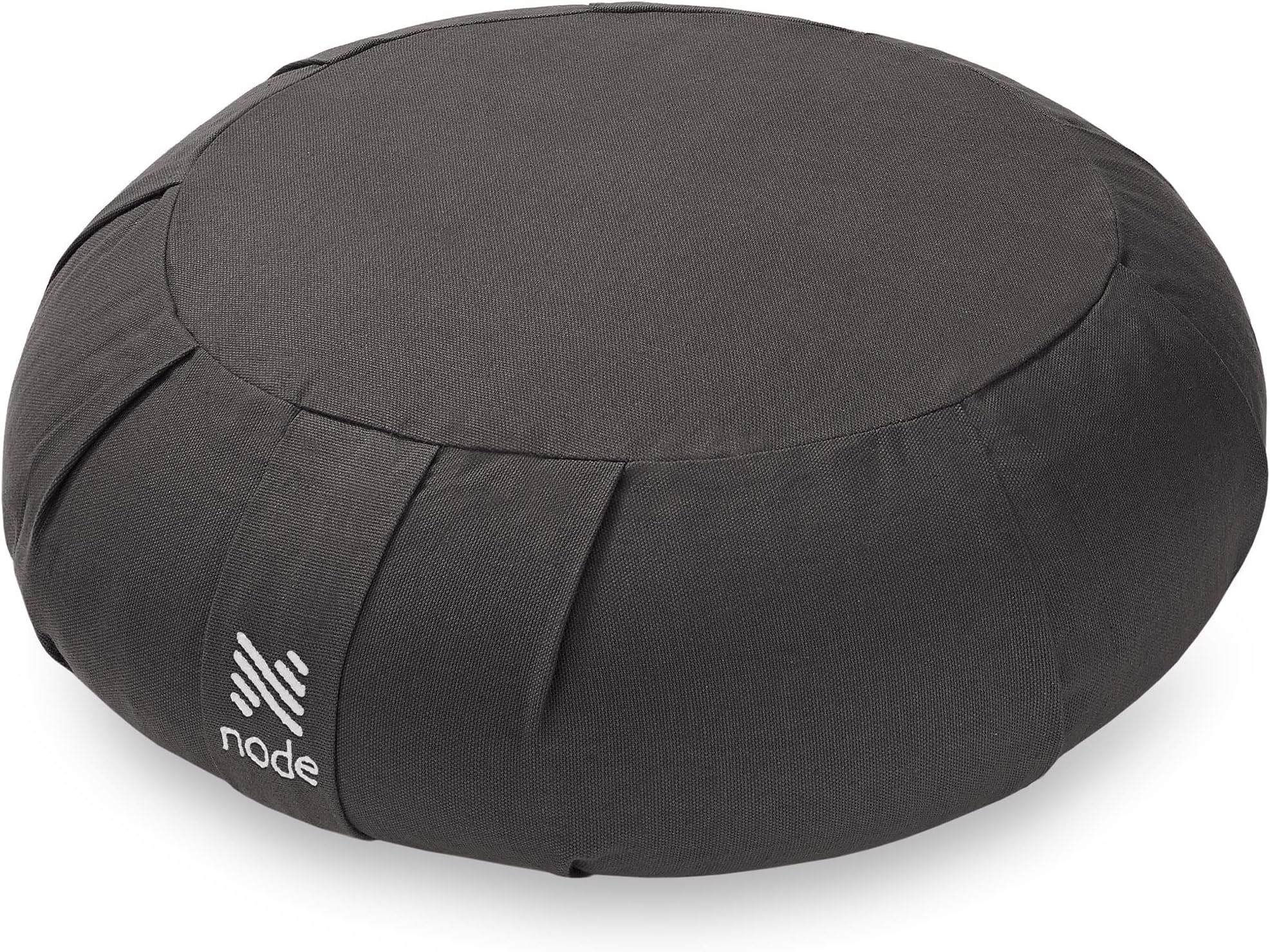 Zafu Meditation Cushion, 15" Round Buckwheat Yoga Pillow with Organic Cotton Cover - Gray