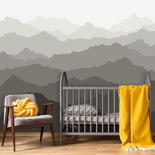 Miniatura 4 de Mural de montaña gris cálido, papel tapiz autoadhesivo de montaña ombré, papel tapiz autoadhesivo (1 rollo de 24 pulgadas de ancho x 48 pulgadas de
