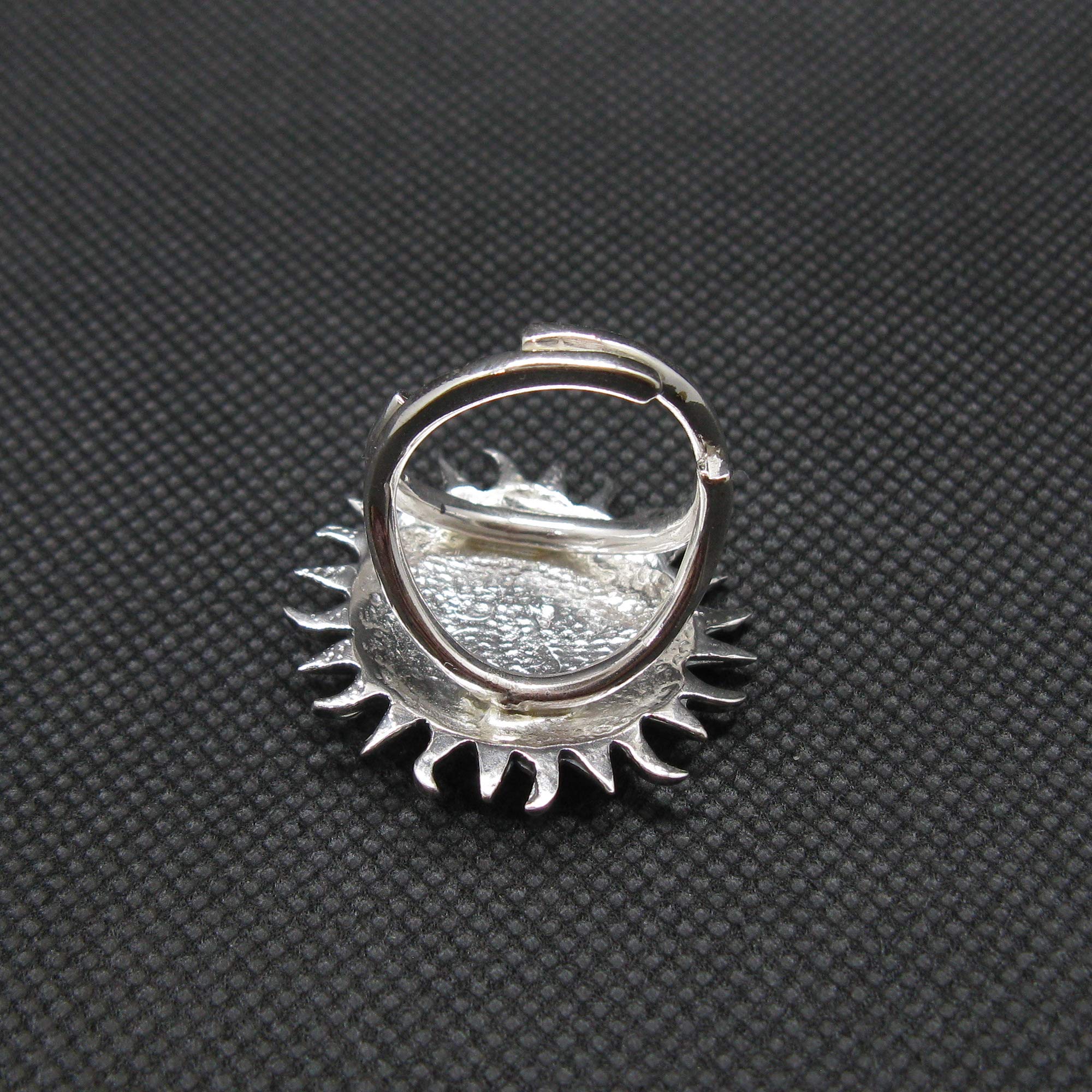 Anillo de Plata Esterlina Sol y Luna Sólido Marcado 925 Tamaño ajustable