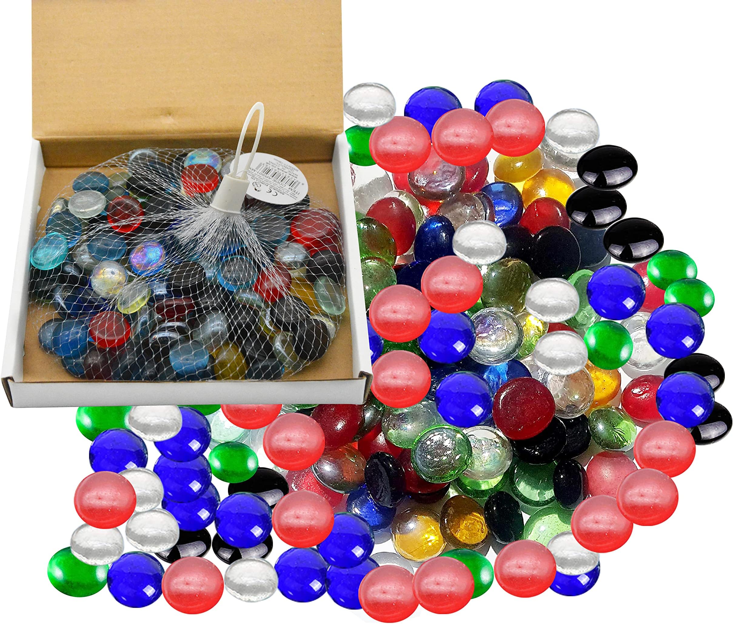 Neez Glass Pebbles for Decoration in Fish Tanks, Aquariums, Vases, Plant Pots, Gardens, and Home Decor - Fish Tank Gravel, Stones, Beads, Nuggets, and Crystal Gemstones (Colour Pebbles: 75 PCS)