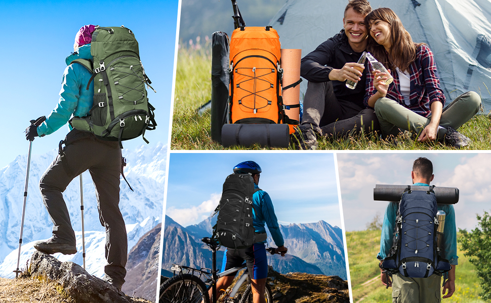 Amazon.com : Outplea 60L Backpacking Hiking Backpack with Rain Cover,  Waterproof Long Camping Backpack for Men Women, Large Back Packing Backpacks  Rucksack for Climbing Touring Travel, Black : Sports & Outdoors