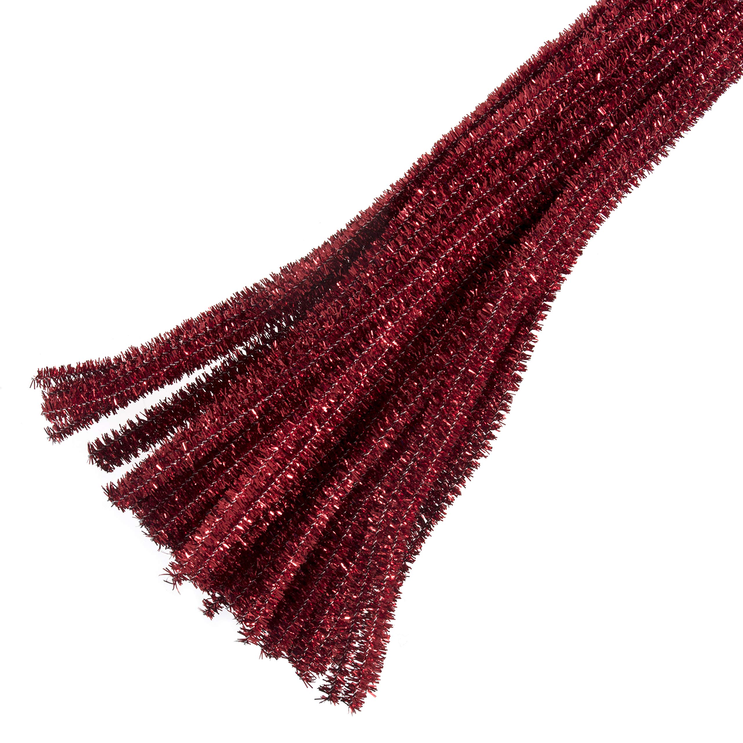 Glitter Chenille Pipe Cleaners, 30cm x 6mm, Red, 20 Pieces
