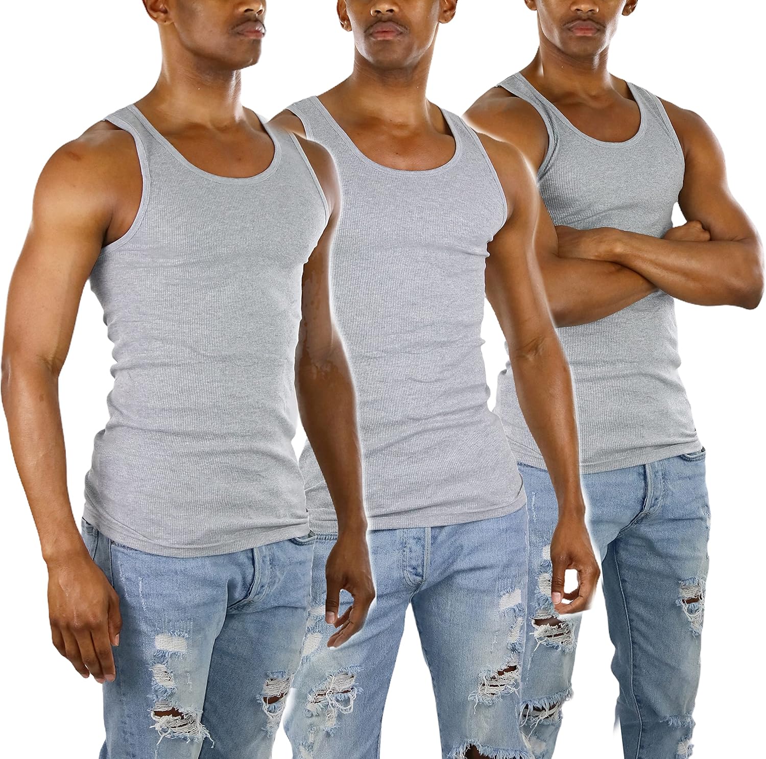 ToBeInStyle Men’s Long Muscle Tank Top Workout A-Shirt - Image 5