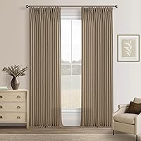 Vista 38 de Cortinas de lino plegadas de 108 pulgadas, juego de 2 paneles para sala de estar, dormitorio, estilo granja rústica, con pestaña trasera, plegadas