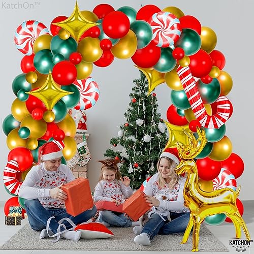 Miniatura 7 de KatchOn, Juego de arco de globos de papel de aluminio de Navidad, paquete de 146  Globos de reno de 48 pulgadas para decoraciones de globos de