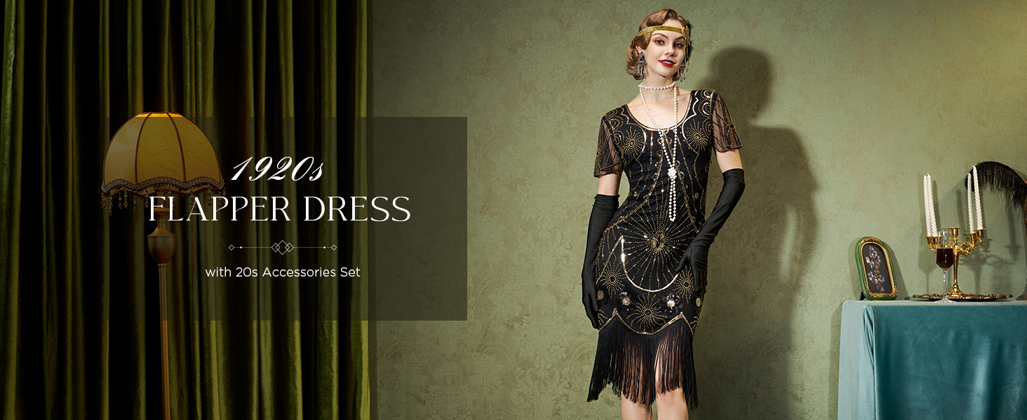 slim fit dress slacks 1920s Beaded Mable Flapper Dress