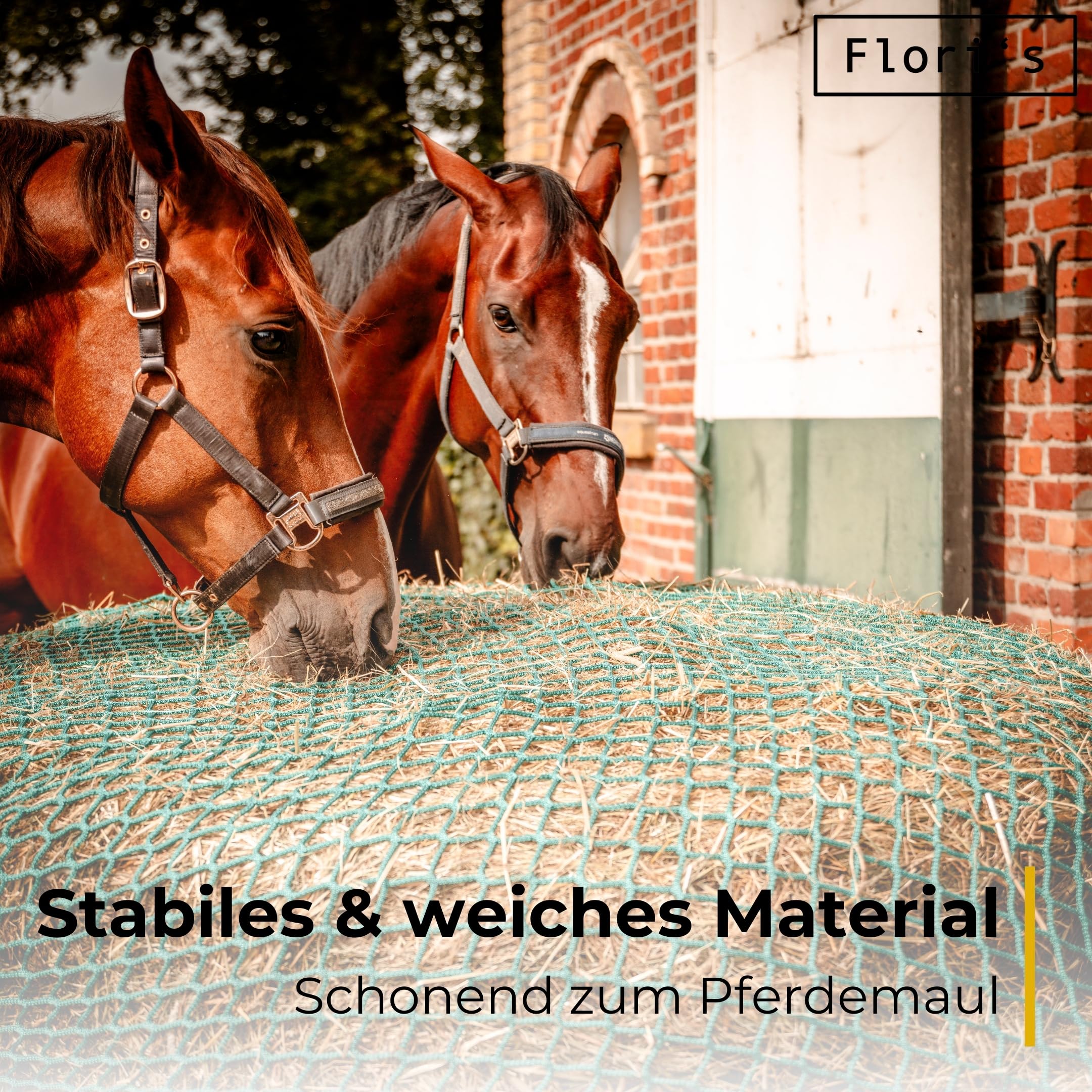 Flori's Heunetz Rundballen ø 150 cm Höhe 150 cm Maschenweite 4,5 x 4,5 cm für Pferde
