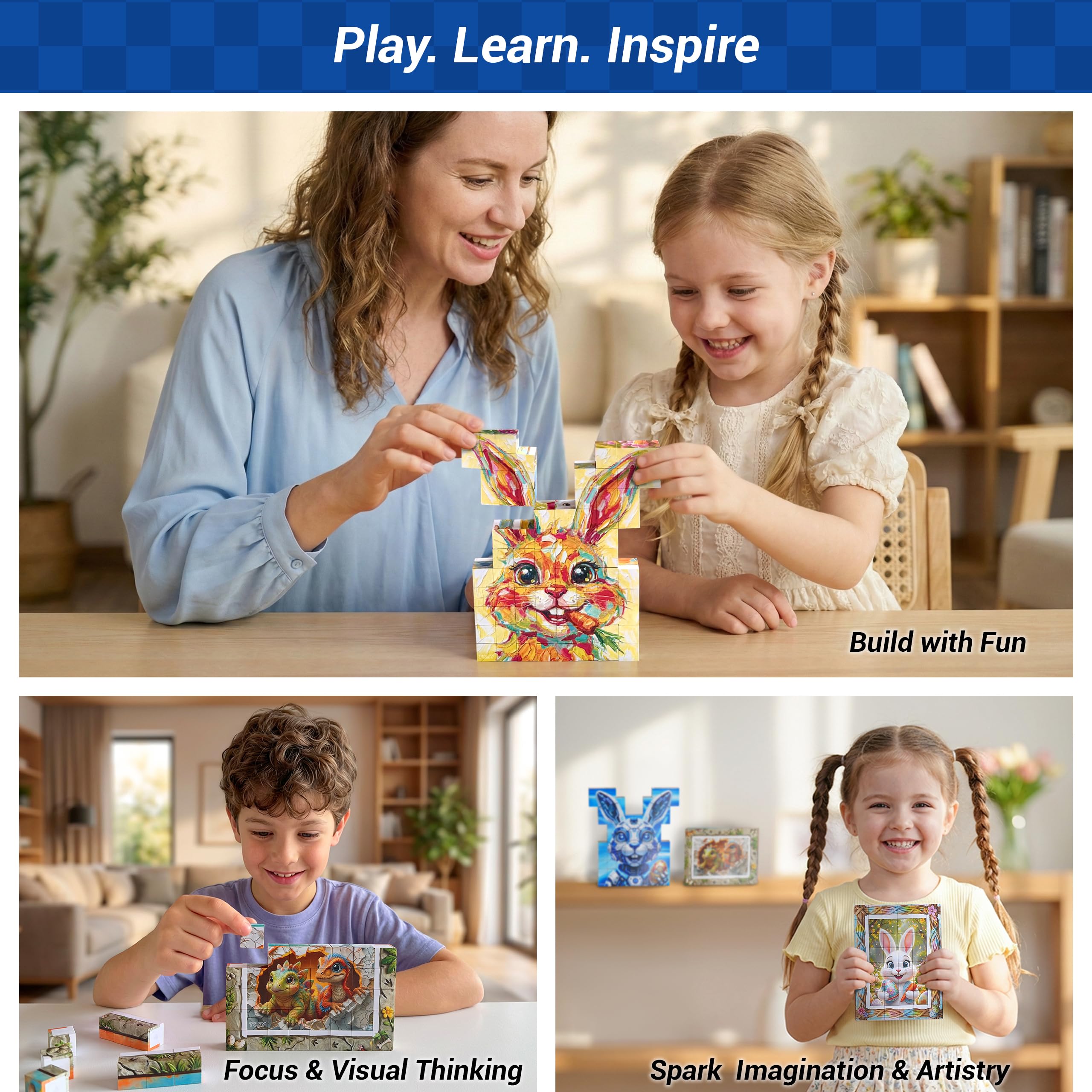 Amazon.com: TOSY Picture Cube Bunny Friends: 6-in-1 Magnetic