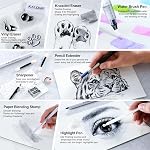 KALOUR 135 Set de dessin Kit de croquis, fournitures d'art avec 3-color Livre de croquis & Papier colorant, y compris le tutoriel, à base d'huile, le néon,Graphite, Charbon, Aquarelle & Crayon métallique, pour artiste Adultes Débutant