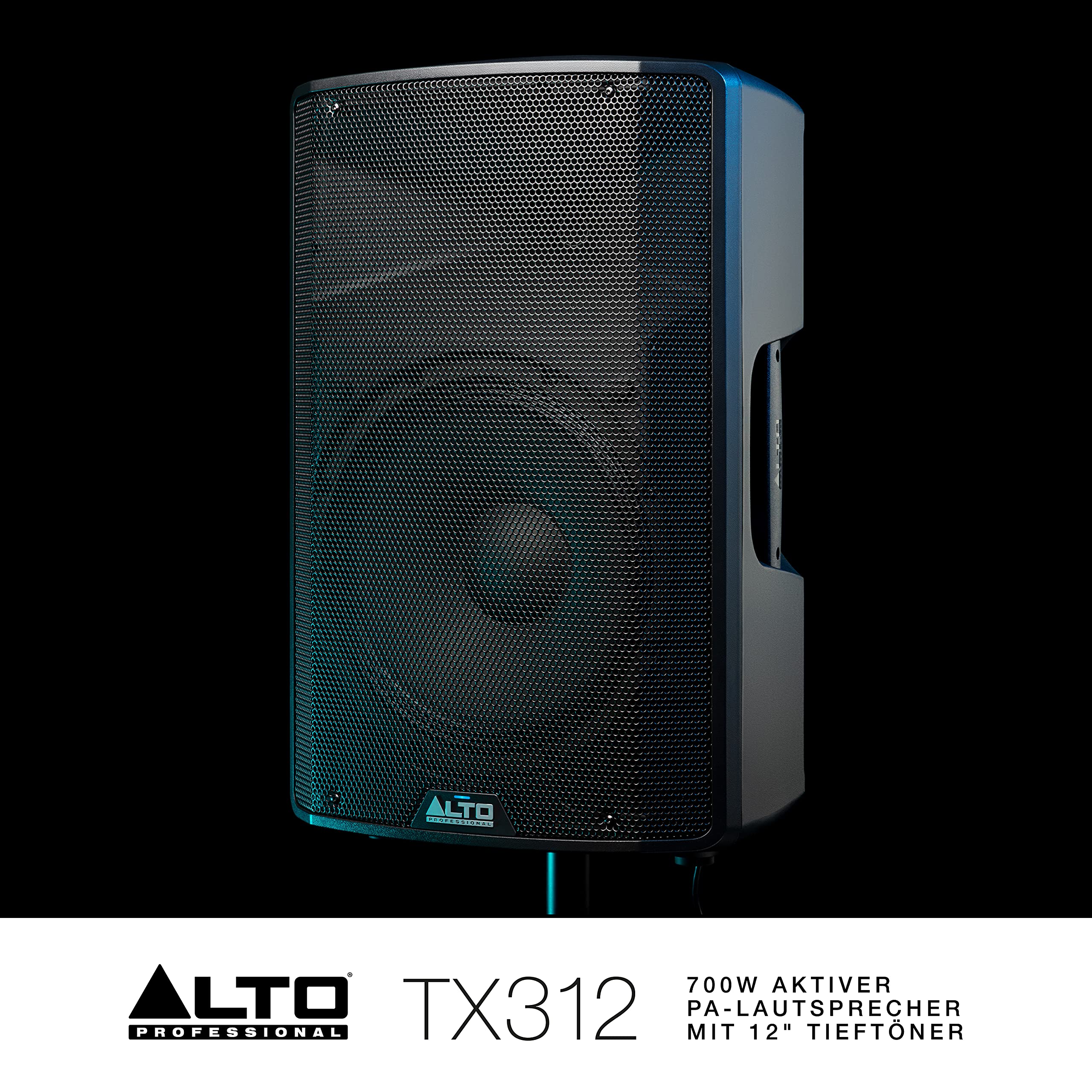 ALTO TX312-700 Watt 12-Zoll 2-Wege Aktiver PA-Lautsprecher mit Signal-Limiting und Schaltbarem Mikrofon/Line-Preamp und XLR In/Out