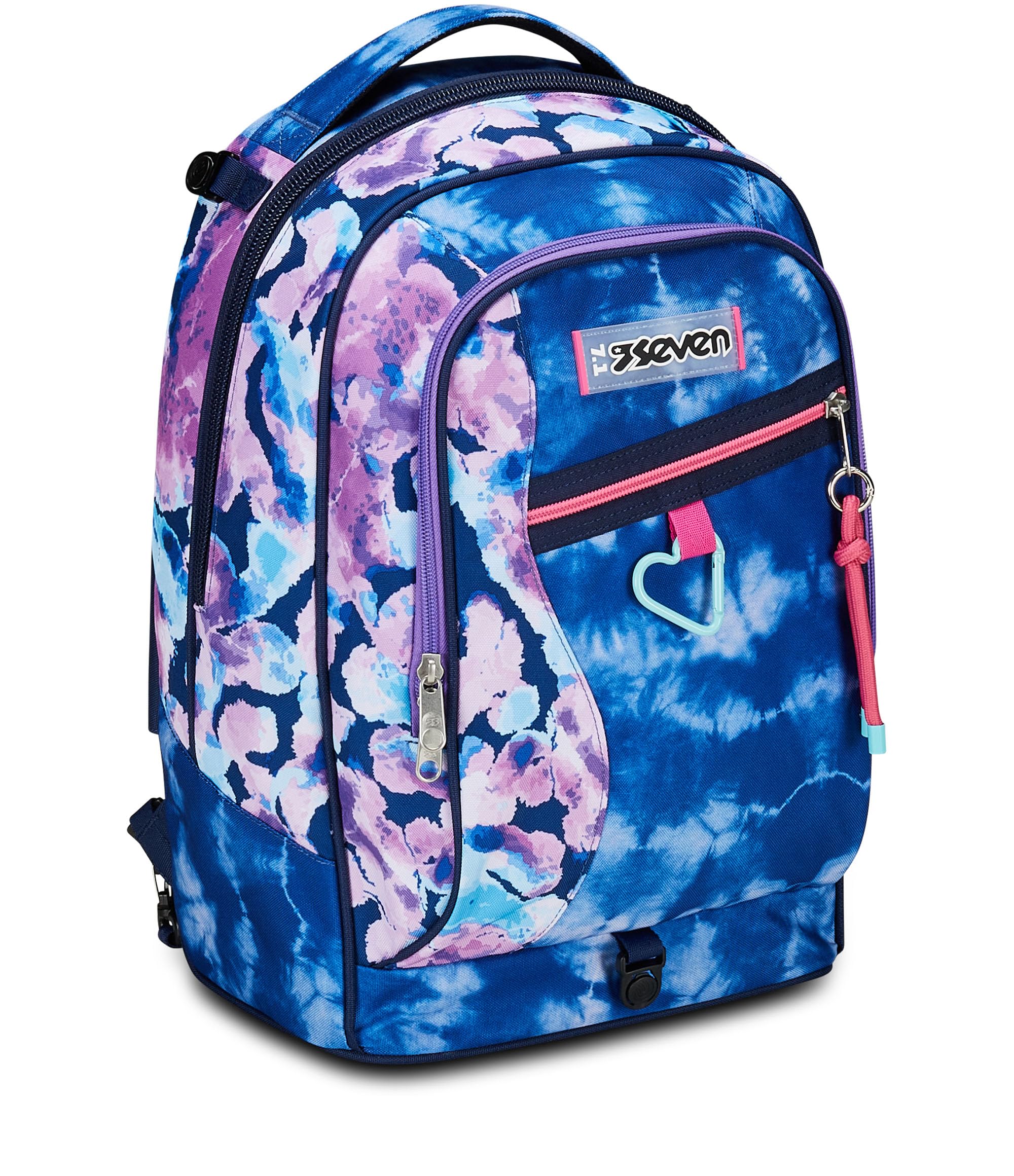Seven Zaino Trolley Scuola Elementare Bambina 3 ruote, Zaino Sganciabile, Doppio Uso, Spallacci a Scomparsa, viola rosa