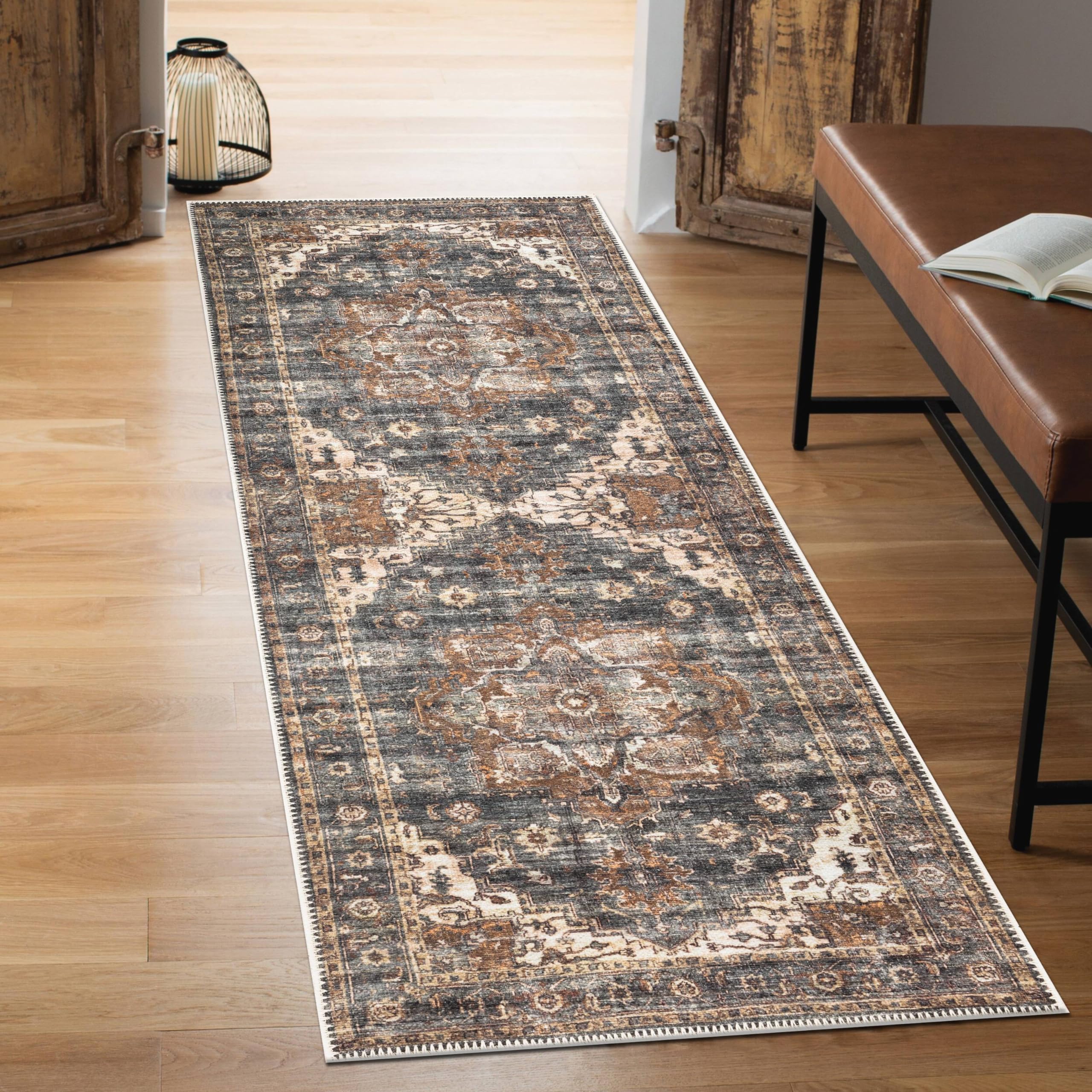 Keen Home Design 30"x84" Rug - Machine Washable Runner Rug with Non-Slip Backing, Ideal for Hallway, Entryway, Kitchen, Laundry Room - Vintage, Easy