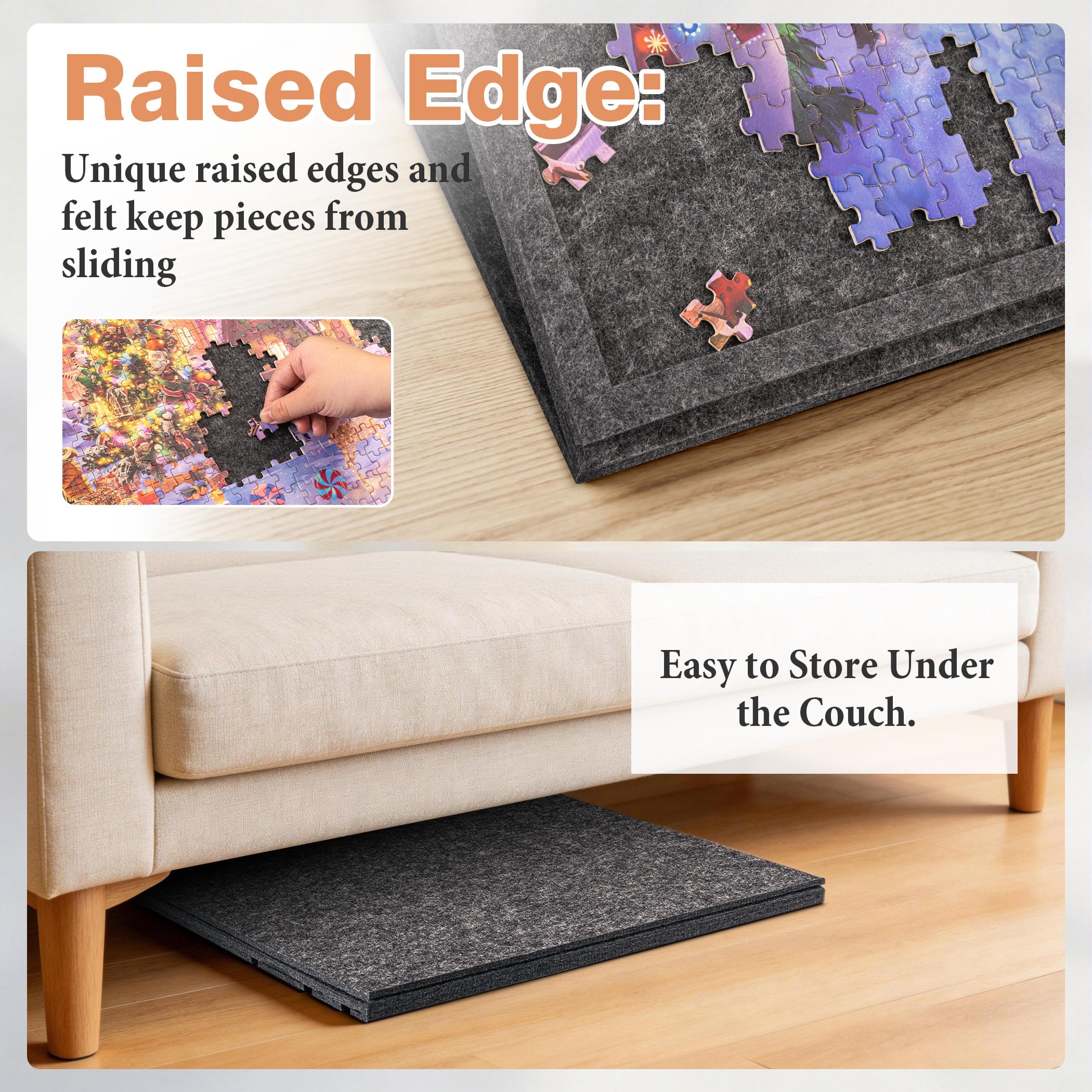 Neigbare Puzzle-Platte für 1000 Teile, mit 2-in-1-Ständer und Abdeckplatte, Puzzle-Tisch mit 3-stufiger Neigungsverstellung, mit 6 farbigen Schubladen (Without Trays)