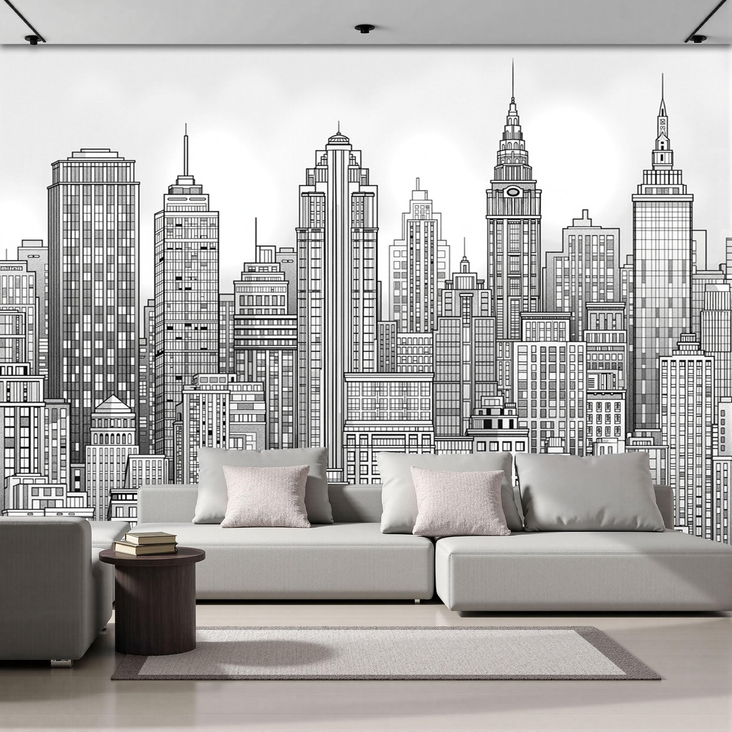 Fresque murale paysage urbain pour l'ambiance d'un restaurant