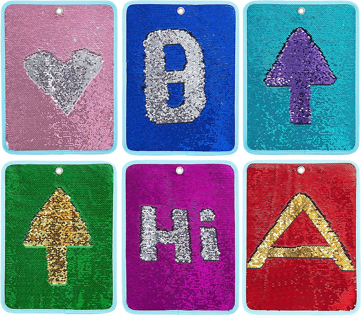 BALAPET 6 Packs Reversible Sequin Fabric Wall Panel for Kids, Sensory Wall Sequin Flip Fabric Mat Wall Hangings Decoration, Fun Toy for Early Learning and Play, 15.7” x 11.8”