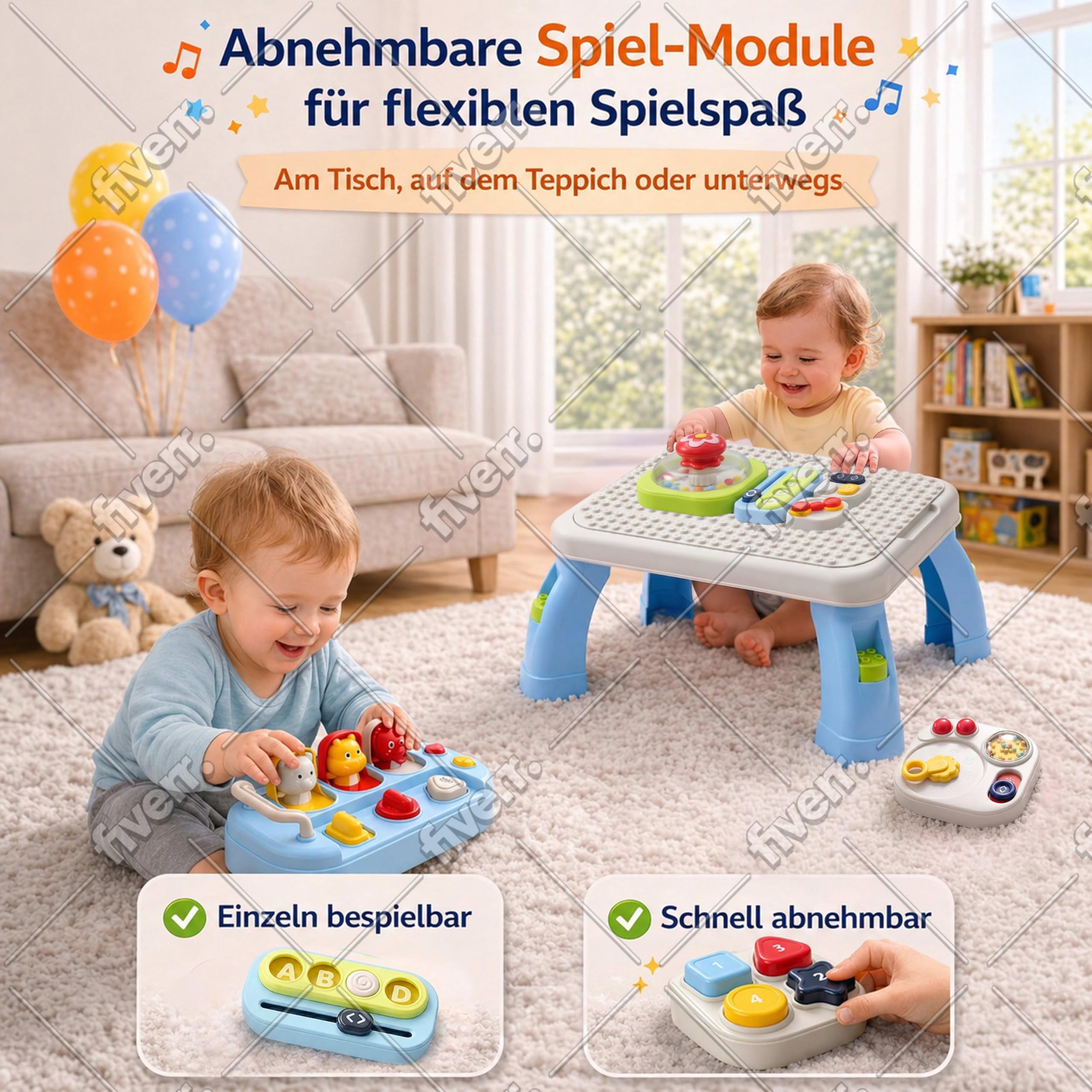 AMAYO - Baby Aktivitätstisch Montessori ab 9-36 Monate – Interaktiver Babys Entdeckertisch Spieltisch mit Motorikspielzeug, Musik & Lernspielen – Lernspielzeug oder Geschenk für Babys & Kleinkinder