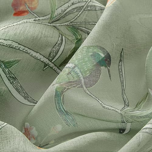 Miniatura 4 de XTMYI Cortinas transparentes verdes de hojas de 96 pulgadas de largo para sala de estar, puerta corrediza de cristal, juego de 2 paneles, cortinas