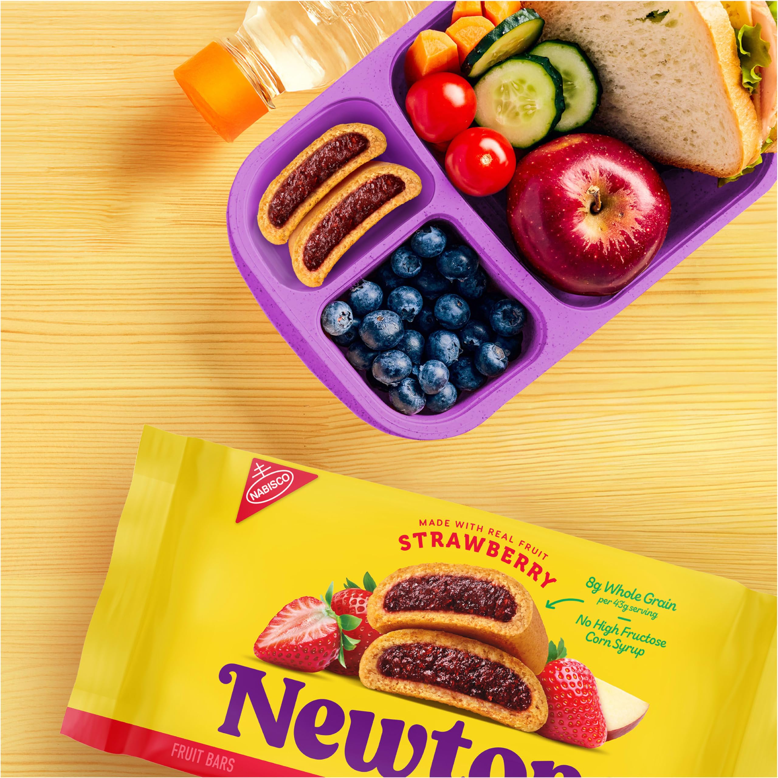 Newtons - Paquete variado de galletas suaves y masticables, galletas de higo, fresa y bayas triples 100% de trigo integral, paquete de 4