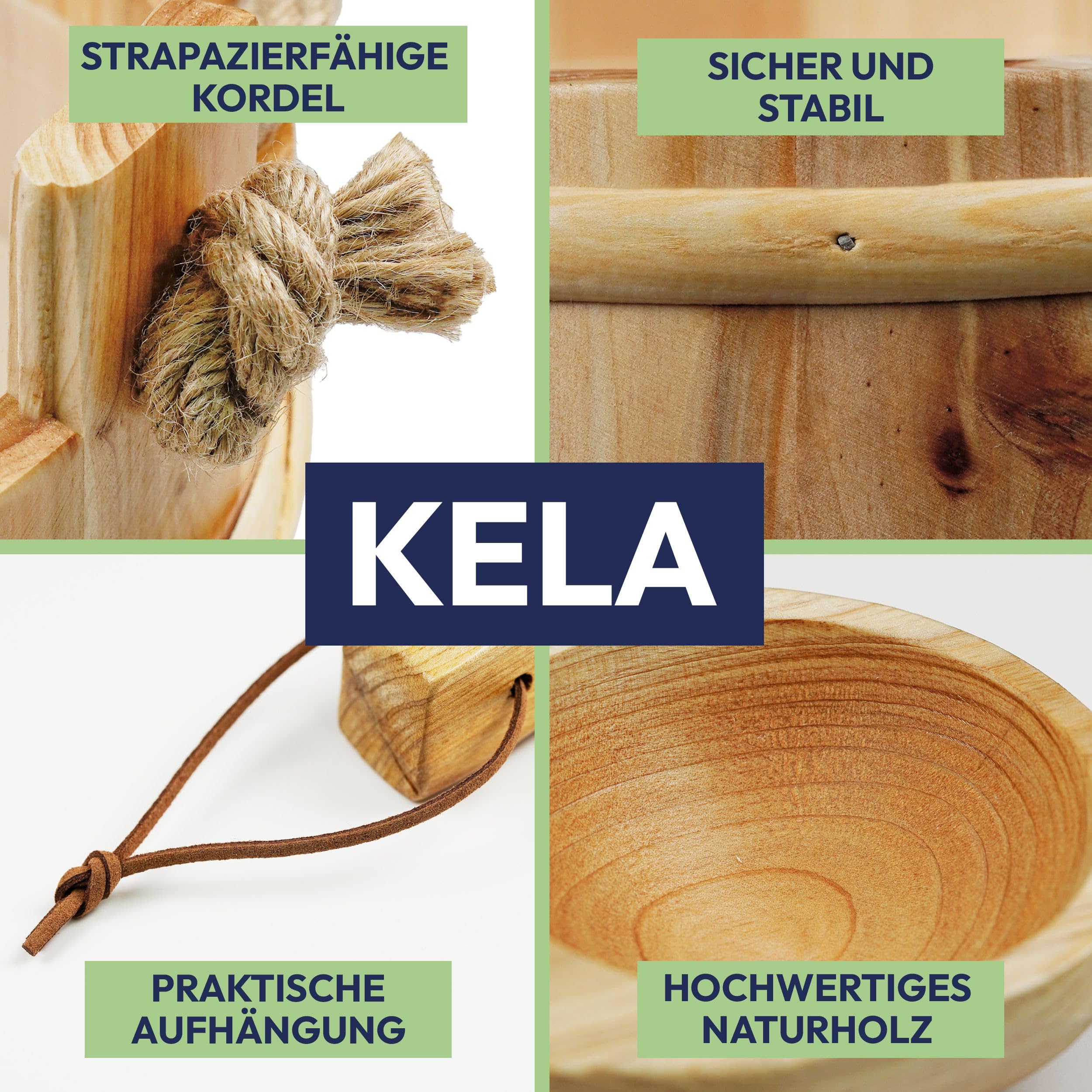 Kela Saunakübel Ø21 cm mit Holzkelle aus hochwertiger Fichte Sauna-Set incl. Kunststoffeinsatz