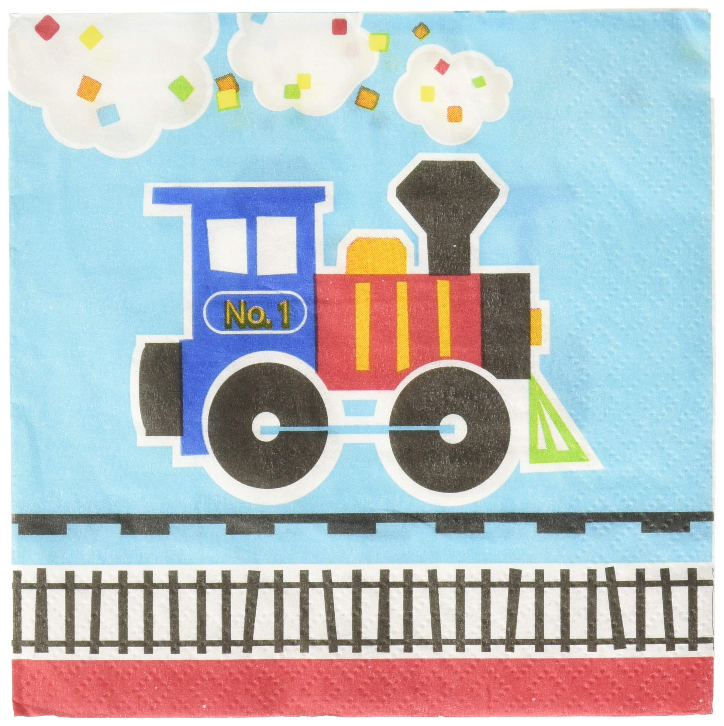 Creative Converting 322217 2 Ply All Aboard Beverage Napkin, Paper, Multicolor