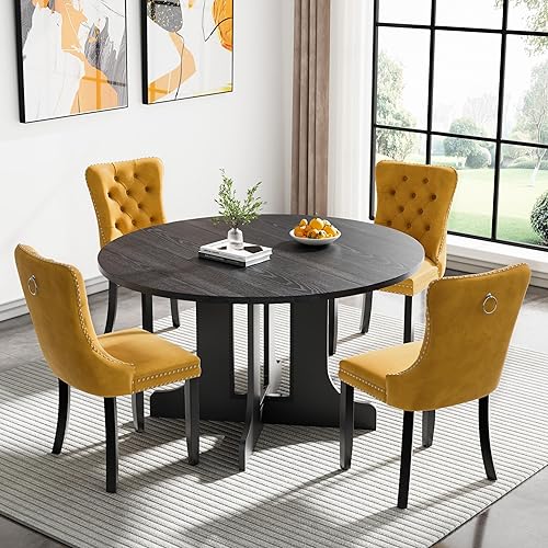 Miniatura 72 de Juego de mesa de comedor de mármol sintético blanco para 6 personas, juego de mesa de comedor extensible de 7 piezas de 63 a 78.74 pulgadas con 6