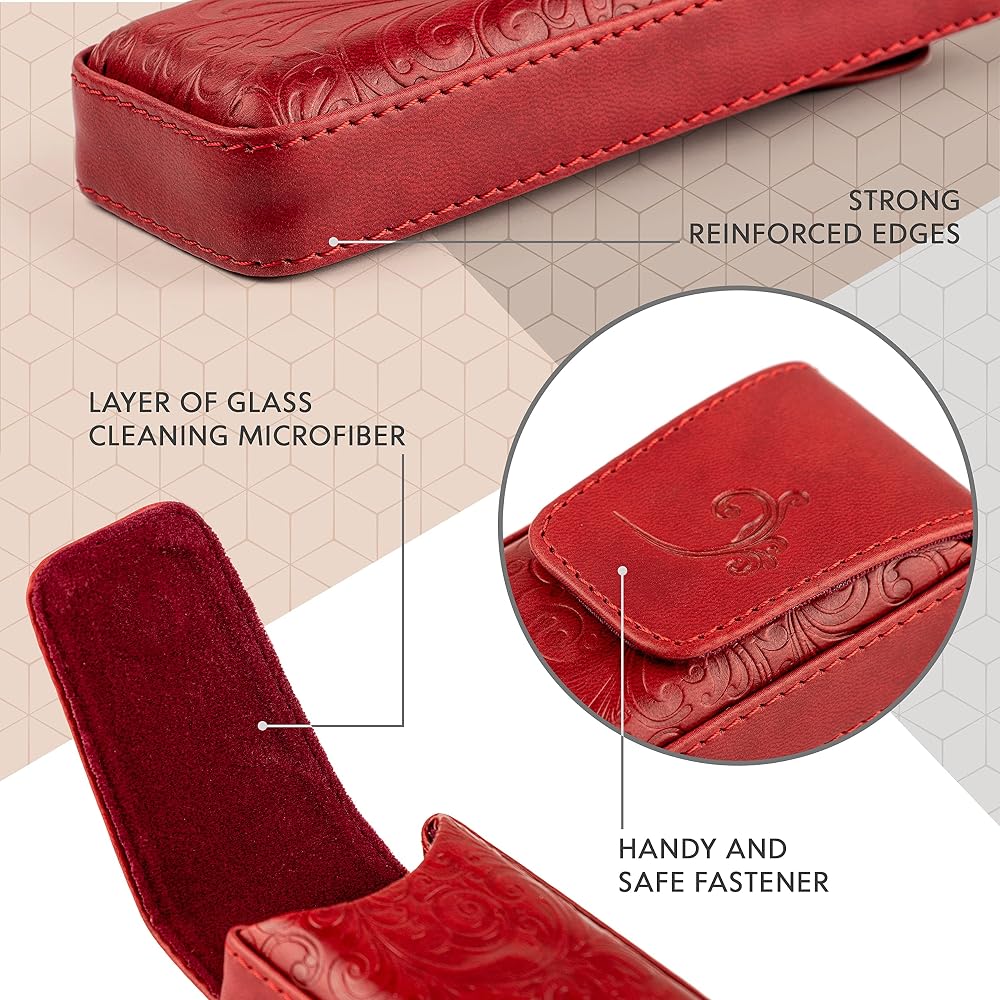 Amazon.com: Hard Eyeglass Case Classic Style Red, PU Leather