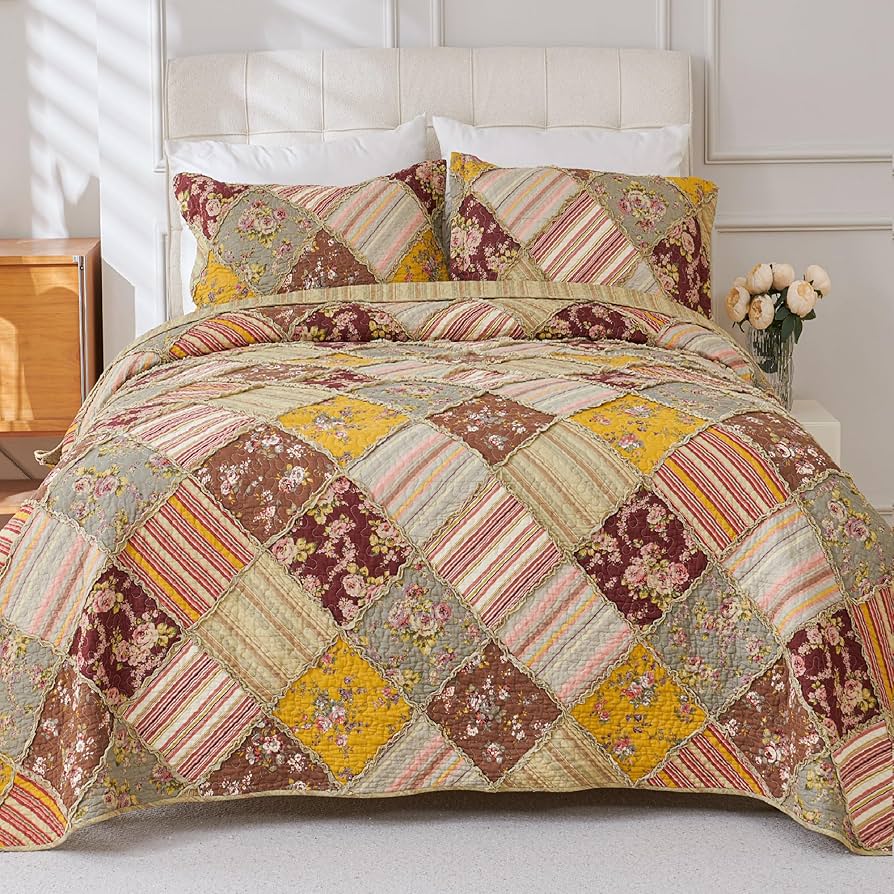 Amazon.com: Cmfshape Floral Quilt Sets Bedspread Set 100