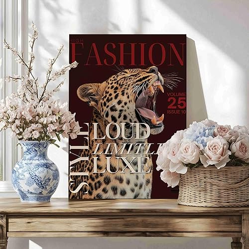 Miniatura 3 de Elegante portada de revista de guepardo, decoración de pared con estampado de leopardo, póster retro de los años 90 para sala de estar, dormitorio,