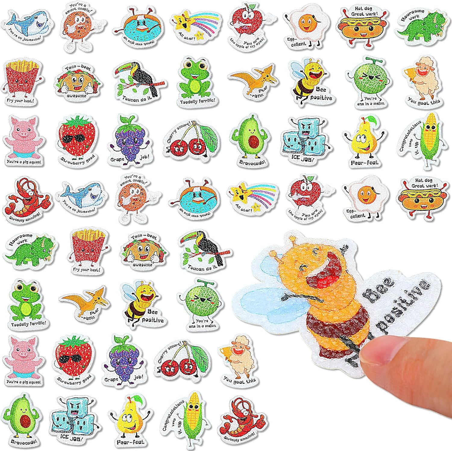 Lasnten 100 Pcs Anxiety Sensory Stickers Calm Stickers Reusable Sensory Strips Adhesive Textured Strips Toys Stress Anxiety Relief Items for Adult Office Fidget Supplies (Cartoon)