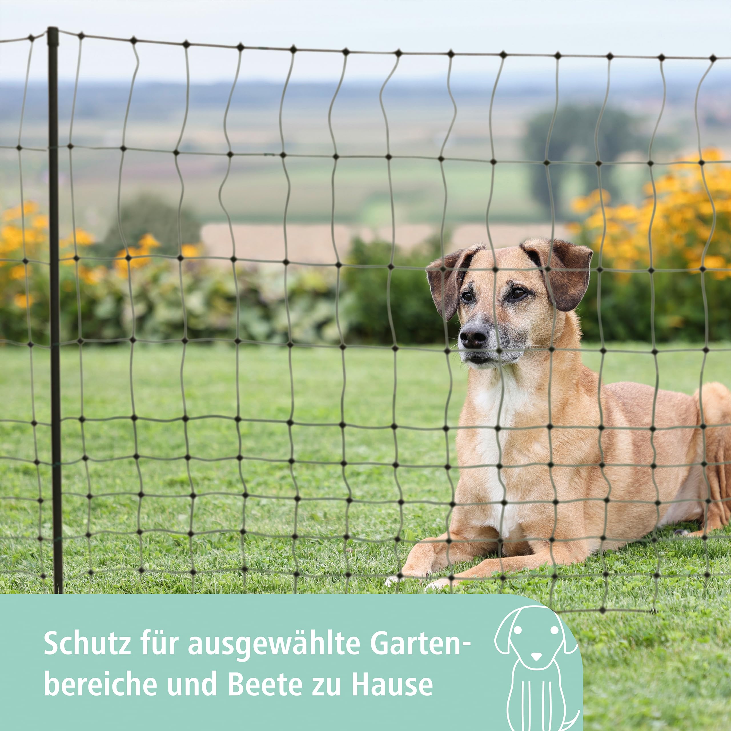 Kerbl Pet Begrenzungszaun Camping Net, Hundezaun, Campingzaun, mobiler Zaun, Einzelspitze, grün, 20m x 81cm, schneller Auf- und Abbau Garten