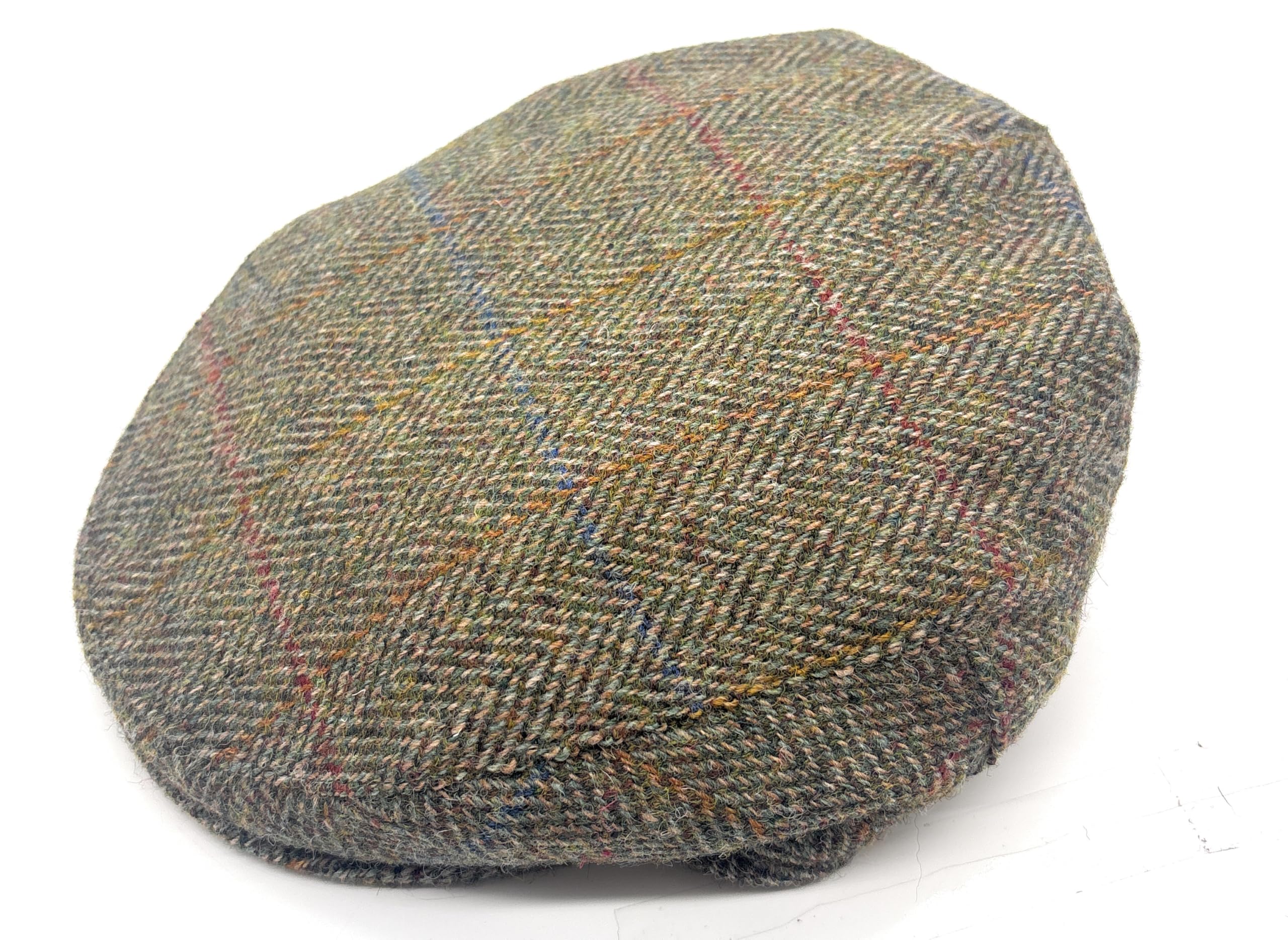 Scottish Essence Men's Green Herringbone Harris Tweed County Flat Cap, Authentic Scottish Made, (Uk, Alpha, M, )