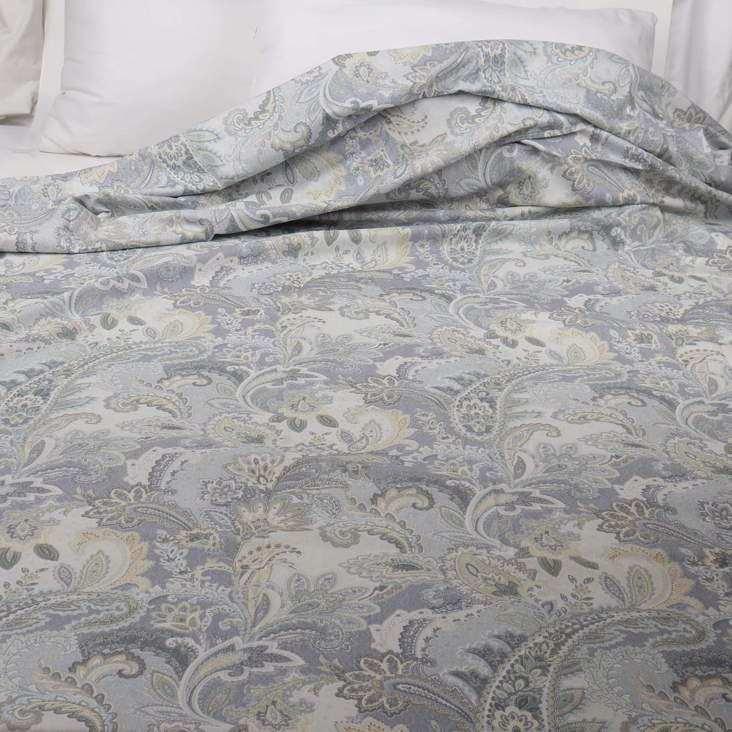 WBYCOTBED Grey Paisley Flat Bed Sheets Queen Size, 100% Cotton 400 Thread Count Bedding Set : Home & Kitchen