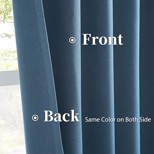 Miniatura 4 de KEQIAOSUOCAI Juego de 2 paneles de cortinas de sombra completa de 90 pulgadas de largo, cortinas completamente opacas que reducen el ruido para sala