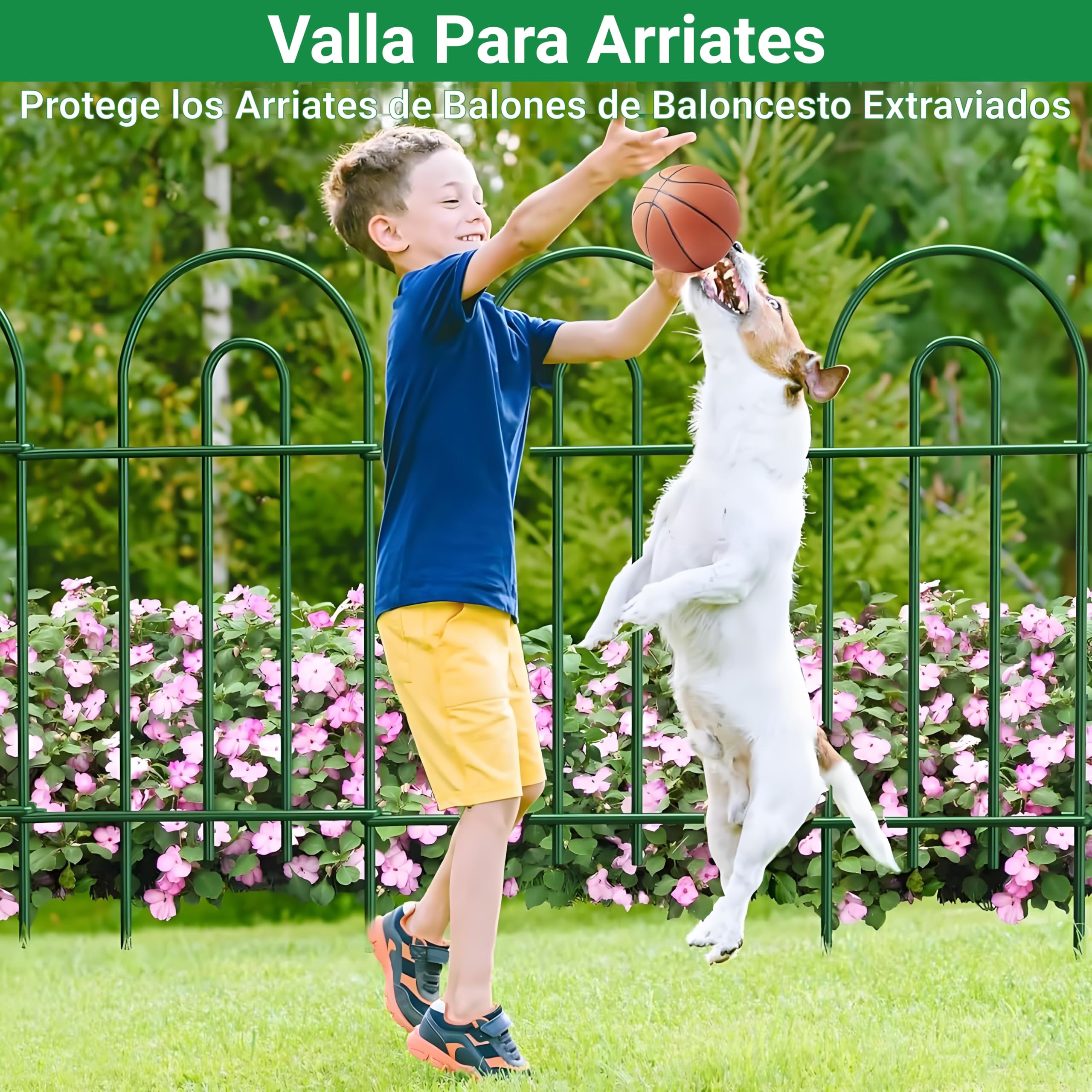 Amagabeli Garden Home 81CM X 602CM X 14PCS Vallas Decorativas para Jardín de Hierro Set de 14 Valla Metalica Rigida Hierro para Perros Jardín Metalicas Negro Barrera de Animales DA1132