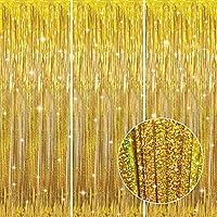 Vista 12 de GOER - Cortinas de tiras metálicas/oropel para fiestas, telón de fondo para fotos, cumpleaños, graduaciones, Año Nuevo, bodas, de 3.2 x 9.8 pies