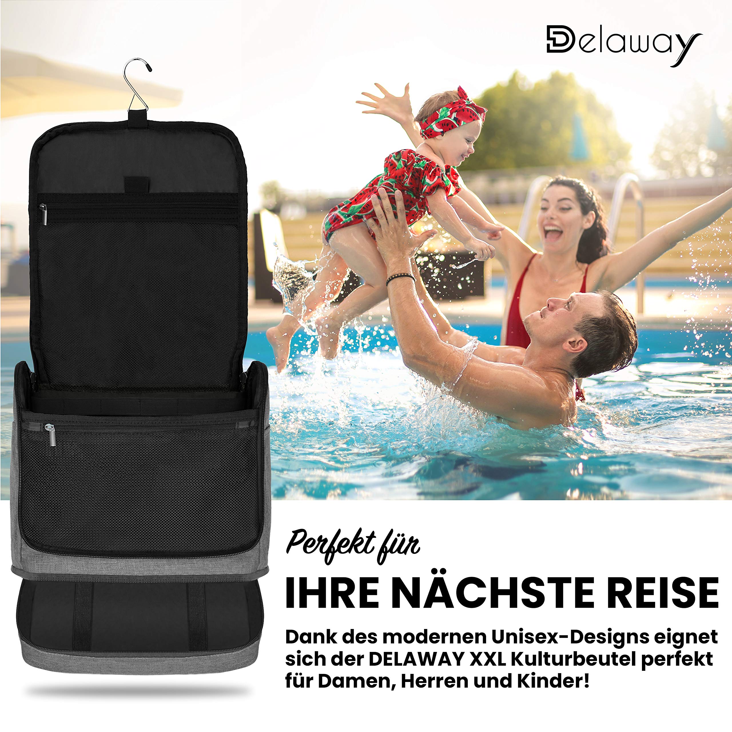 Bolsa de Aseo para Colgar Hombres y Mujeres | Neceser cosmético Hombre Grande Mujer para Maletas y Equipaje de Mano