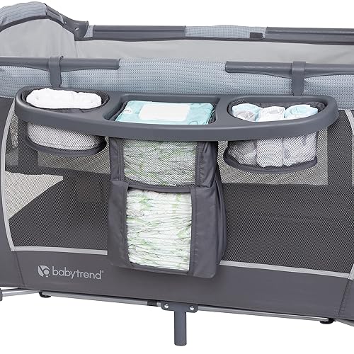 Miniatura 3 de Baby Trend Lil' Snooze Deluxe III Nursery Center Corral para gemelos, gris acogedor