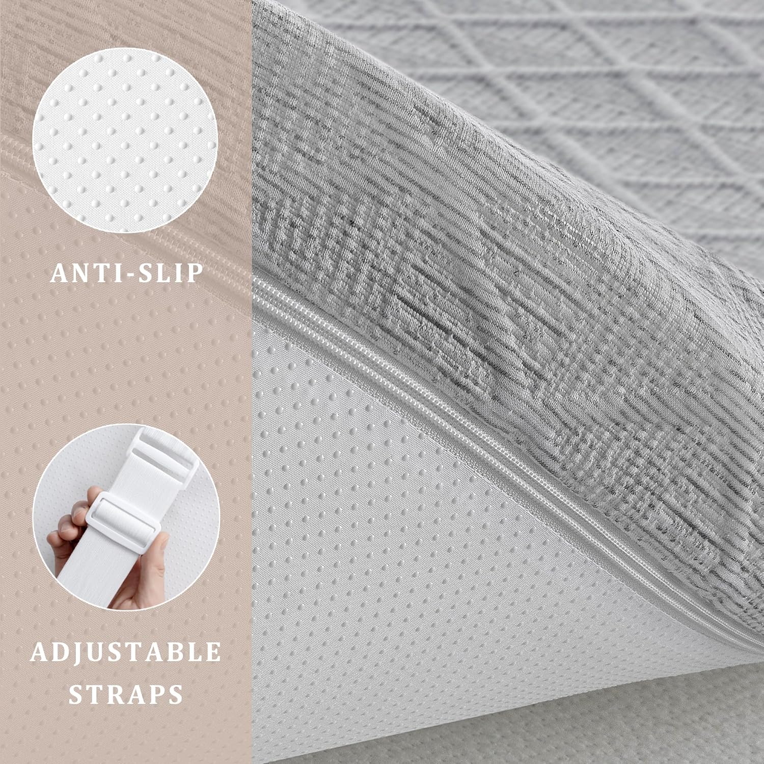 Sleepmax Firm Mattress Topper Queen Size 3 Inch - Extra Firm Cooling Pain-Relieving Memory Foam for All Body Shapes - Non-Slip, CertiPUR-US Certified