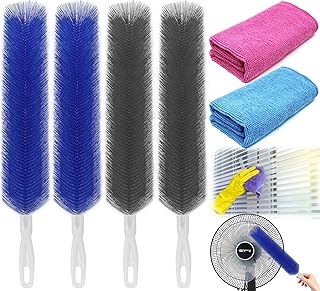 6 PCS Fan Cleaner Brush Towels kit - Bendable Fans Cleaning Brush Cobweb Duster Microfiber Head Crevice Dust Collector, Washable Fan Blade Cleaner, for Air Conditioning Home Car Vents Curtain Shutters