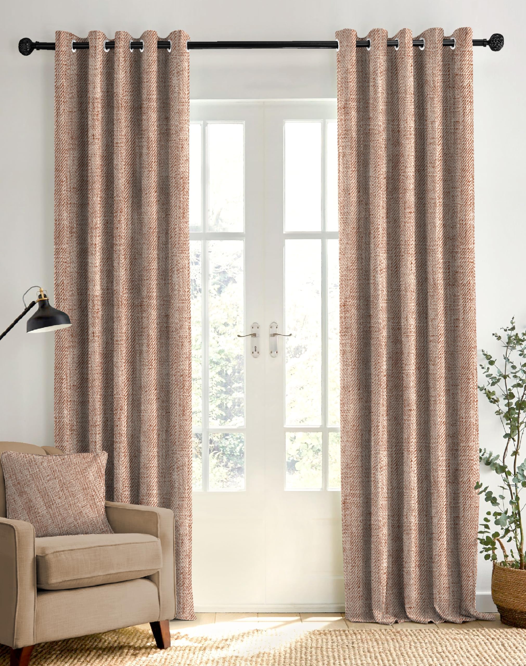- Textura Digital Print 85% Blackout Curtains for Door/Window, Thermal Insulated, Tie Back, Wider Width 50 in, Eyelet Curtains for Living Room/Bedroom (Clay_7 ft_Set of 2)