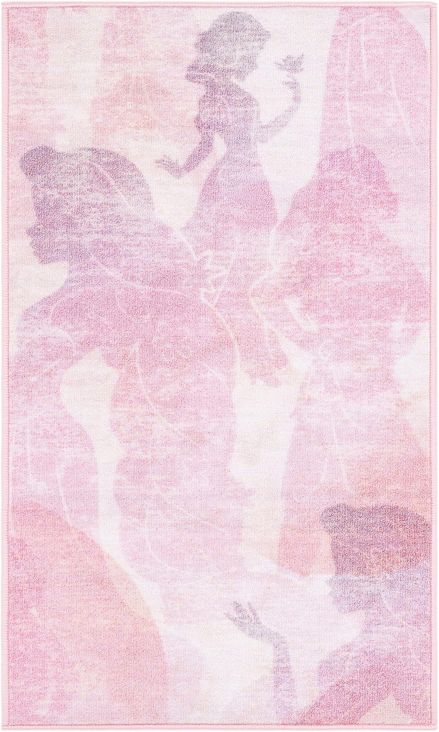 SAFAVIEH Disney Princess Collection Machine Washable Slip Resistant 2'3" x 3'9" Pink/Purple DSN507U Kids Bedroom Nursery Playroom Area Rug
