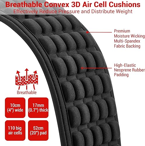 Miniatura 7 de Amumu AIRCELL - Correa para bajo y guitarra de 4 pulgadas, ultra ancha, 0.7 pulgadas de grosor, cojines convexos 3D de células de aire, acolchado de