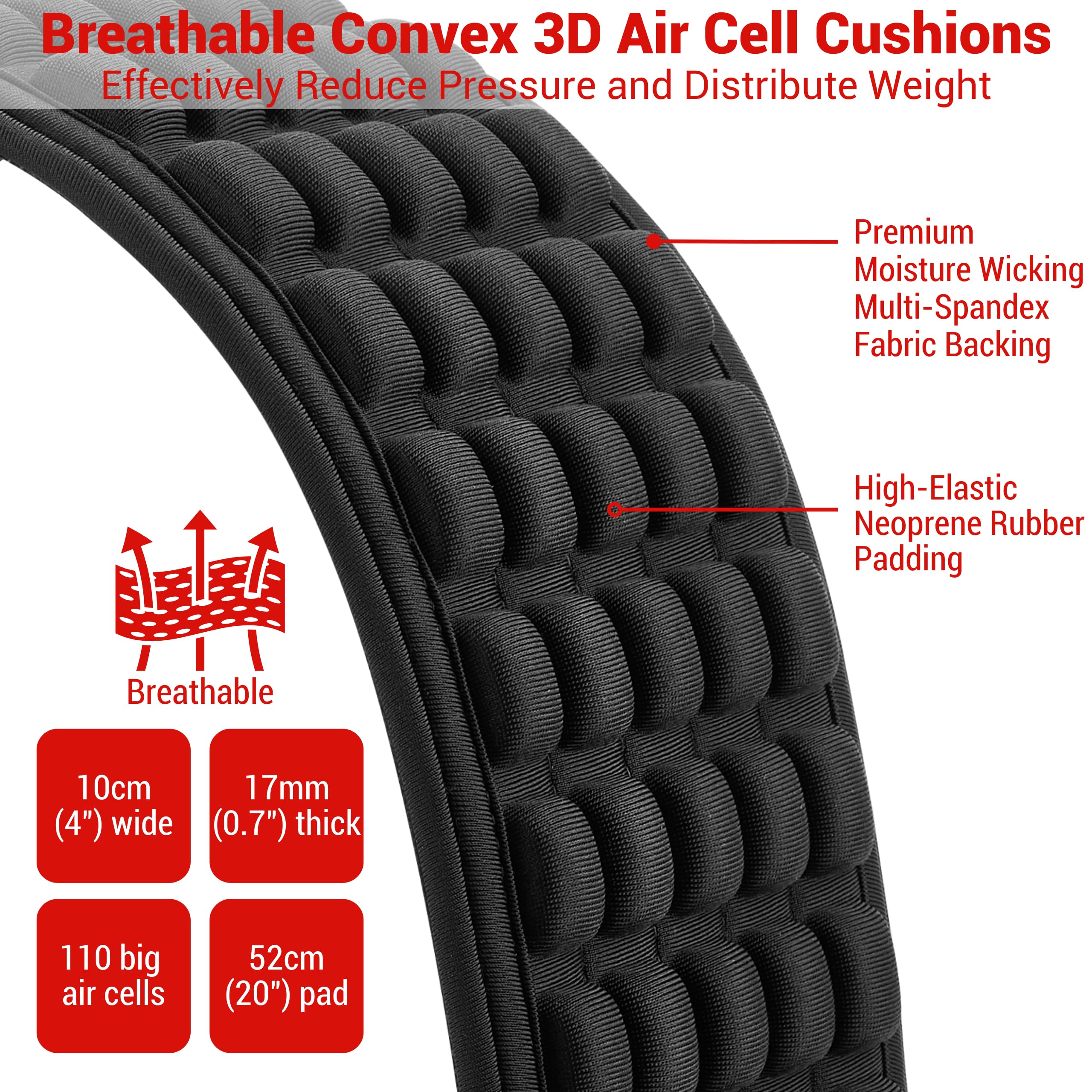 Amumu AIRAFT Bass & Guitar Strap 4'' Ultra Wide - 0,7'' Thick Breathable Convex 3D Air Cell Cushions - Neoprenowe wyściełanie - Black'