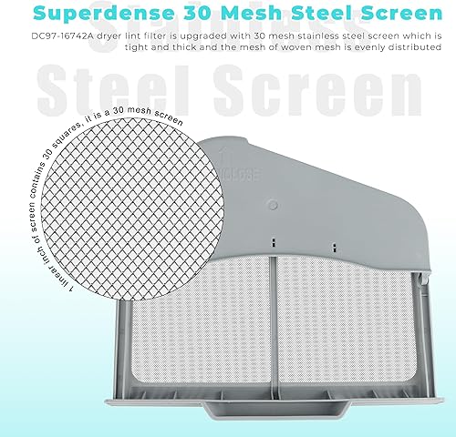 Miniatura 3 de DC97-16742A - Trampa de pelusa para secadora Samsung, piezas de pantalla de trampa de pelusa de acero inoxidable para secadora Samsung DV456ETHDSUAA