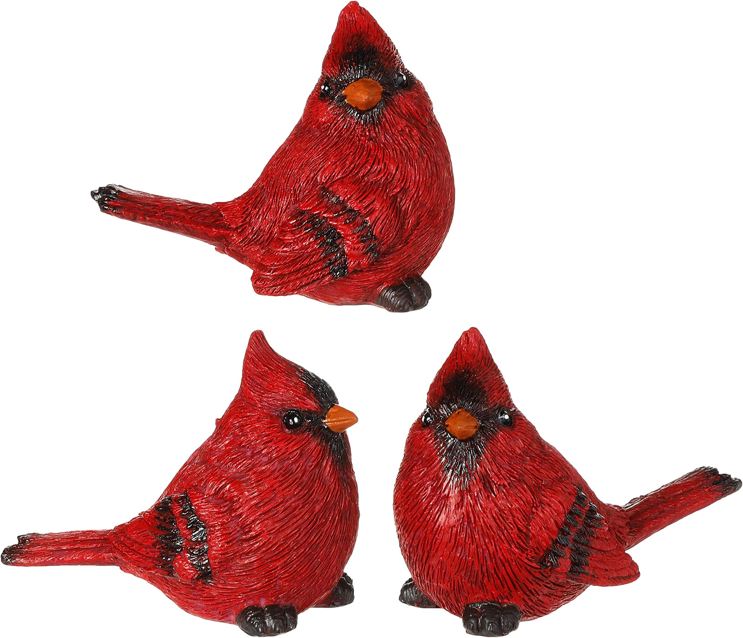 Set of 3 Resin Cardinal Figurines, 3"