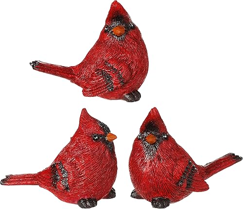 RAZ Imports Set of 3 Resin Cardinal Figurines, 3"