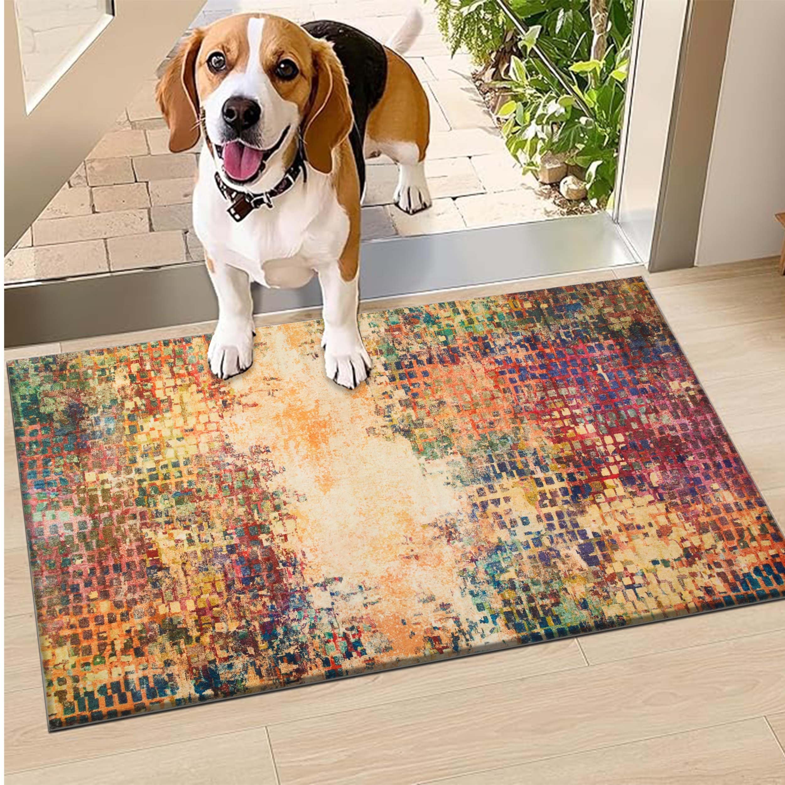 Hafaa Door Mat 40 x 60 cm – Vibrant Machine Washable Mat Super Soft Non Slip Doormat Indoor Outdoor Water Absorbent Floor Mats Heavy Duty Entrance Rug