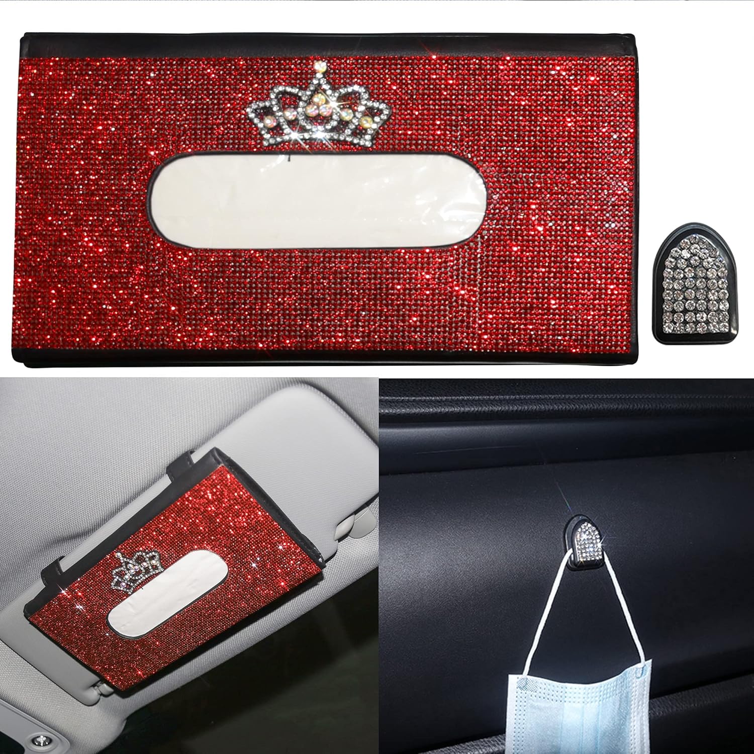 Buy Lady Crystal Glitter Sparkly Car Visor Mask Holder Red Queen Crown Tissue Box Holder For Sun Visor Napkin Holder Paper Towel Cover Case With Bling Hooks Online In Poland B092wy3v24